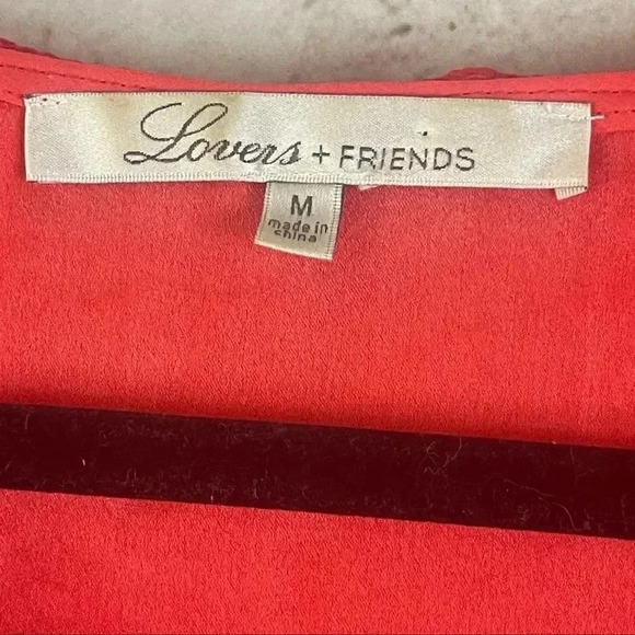 HP🔥Lovers + Friends Daycation Crop Top Blouse Lace Red M Short Sleeve Scallop - Picture 4 of 9